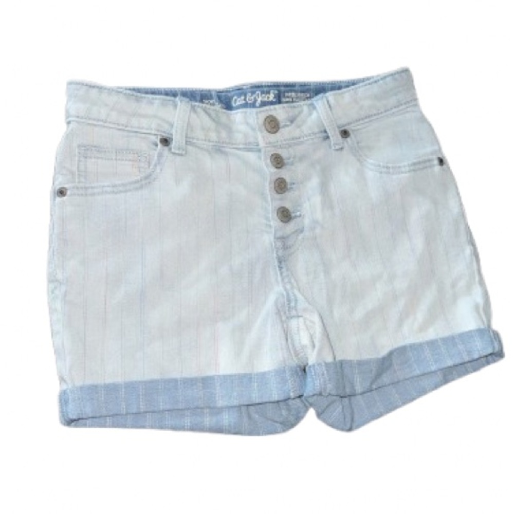 NEVER WORN Cat & Jack Blue Jean Shorts High-Waisted with pockets and rainbow